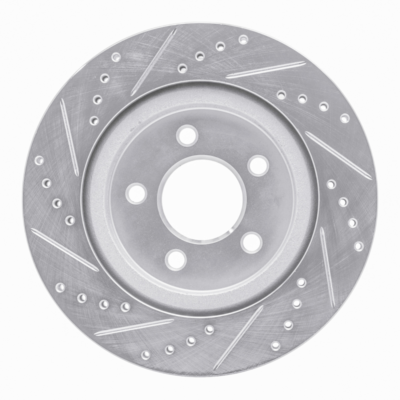 Ford Mustang Brake Rotor (1) - Rear Right - R1 Concepts - Drilled & Slotted - Silver - `05-`14